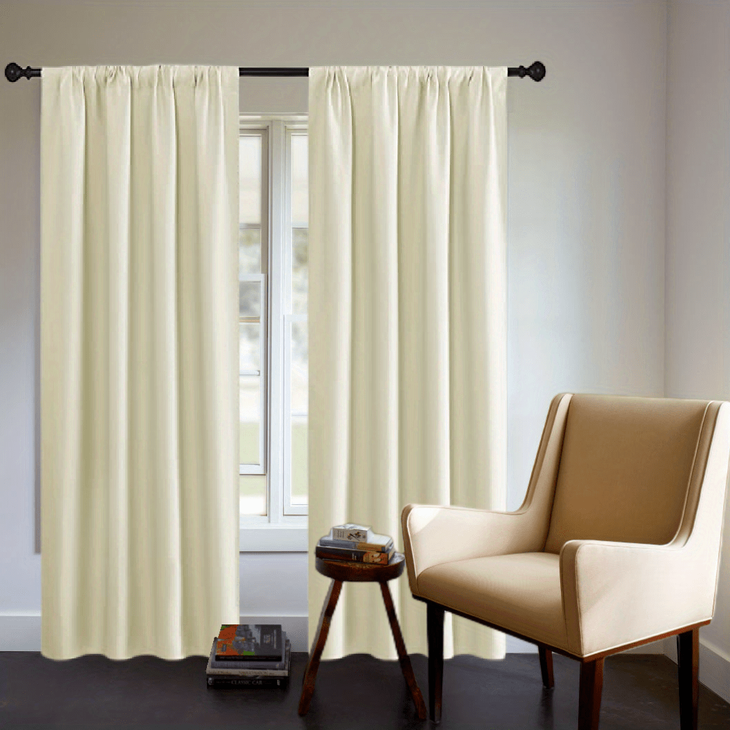 Blackout Curtain Panel Thick Rod Pocket Light Blocking Insulation Bedroom 200g