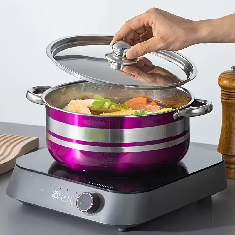 Stainless Steel Cookware Set 10 Pieces Multi-Color Induction Gas Stove Compatible