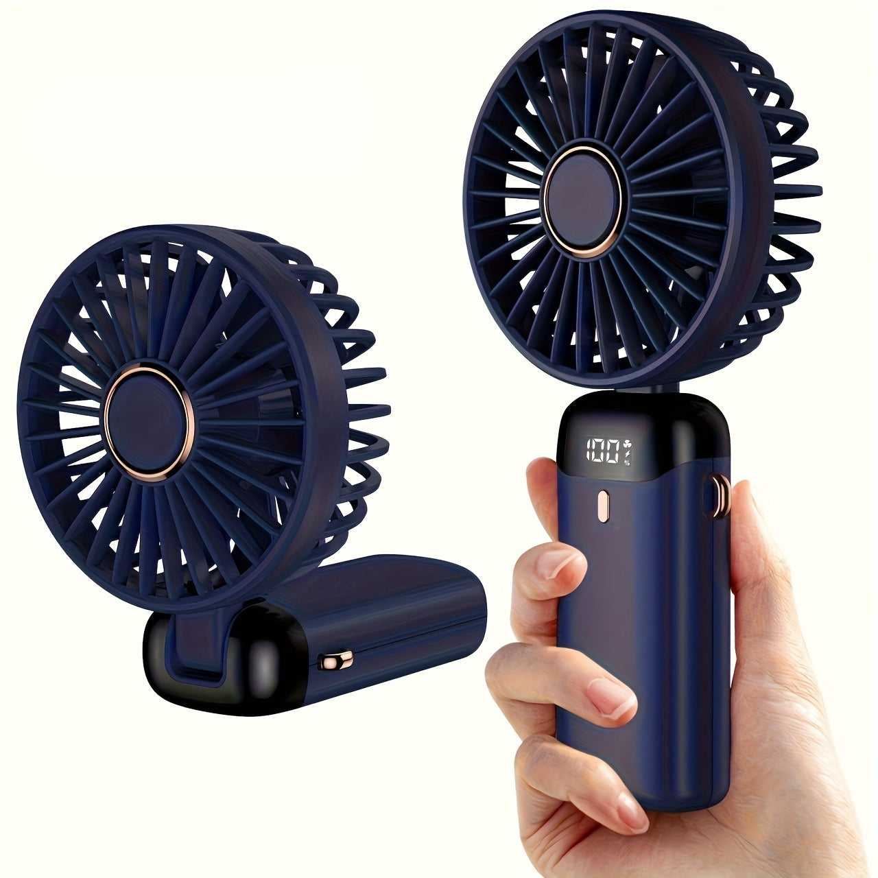 Mini Portable Handheld Fan USB Rechargeable 5 Speeds Foldable LED Display