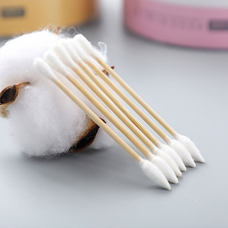 Quloqni tozalash va makiyajni olib tashlash uchun 500 ta bitta foydalaniladigan ikki tomonlama no-efirli paxta tamponlari qutisi