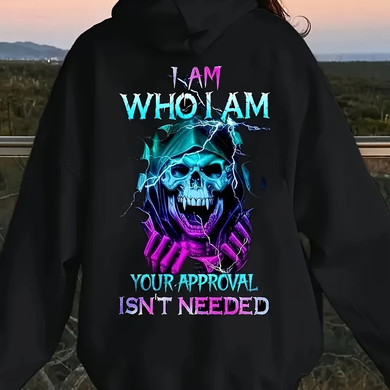 Plus Size Womens Hoodie with Skull Print Soft Long Sleeve Pullover