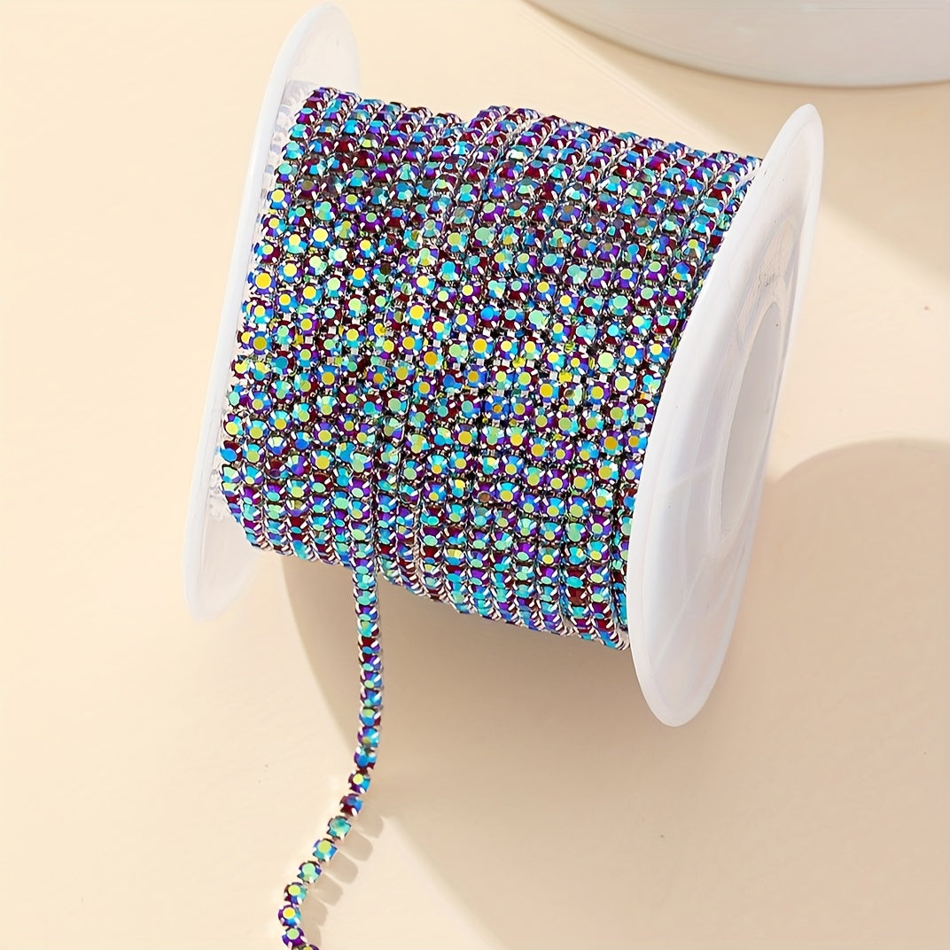 Cadena de strass brillante para hacer joyería, rollo de 450cm