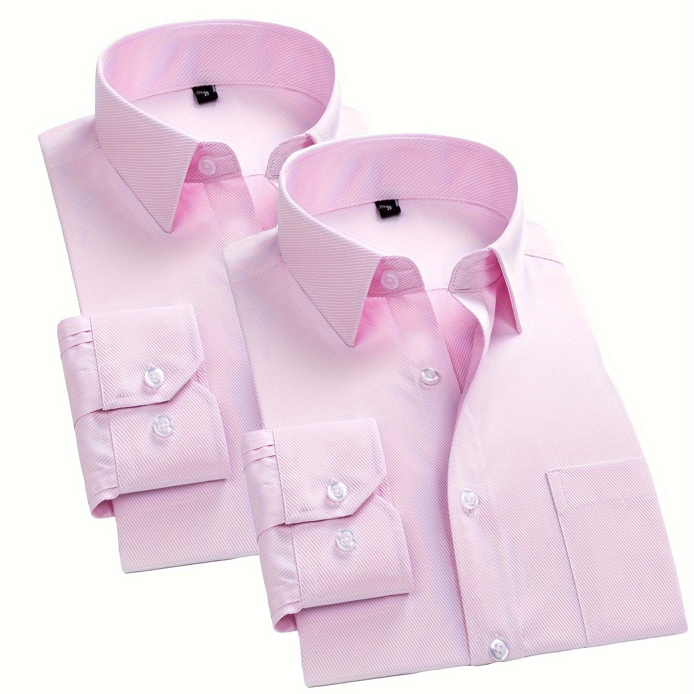 Men's Solid Color Long Sleeve Cotton Blend Shirt for Business Casual