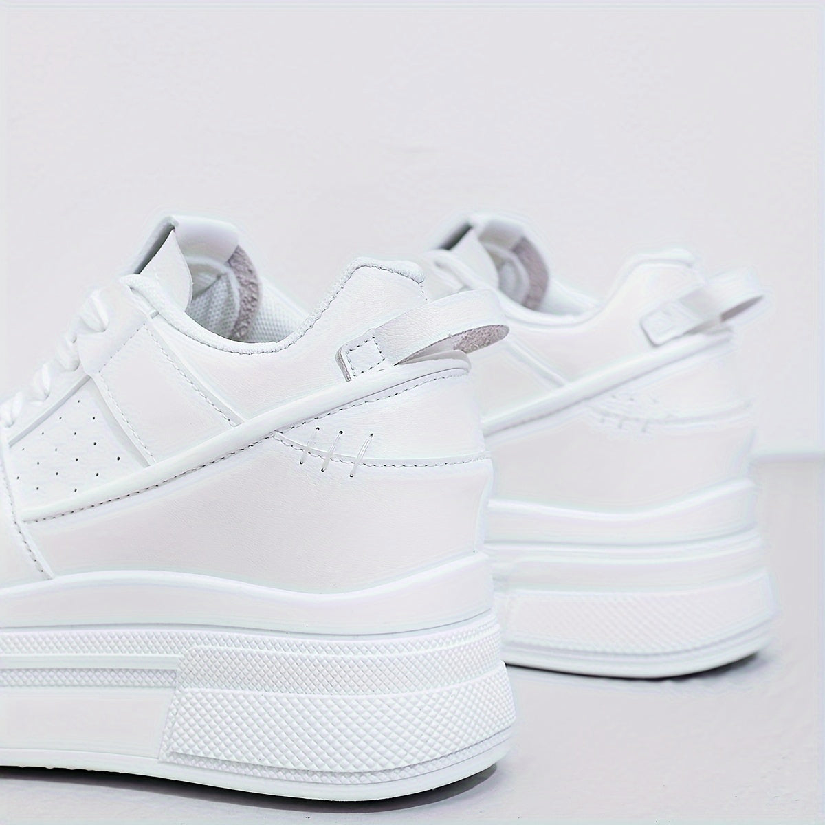 Women's White Casual Sneakers Thick Sole Comfortable Fashion