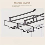 Black Metal Hanging Wine Glass Rack No-Drill Under Cabinet Stemware Organizer