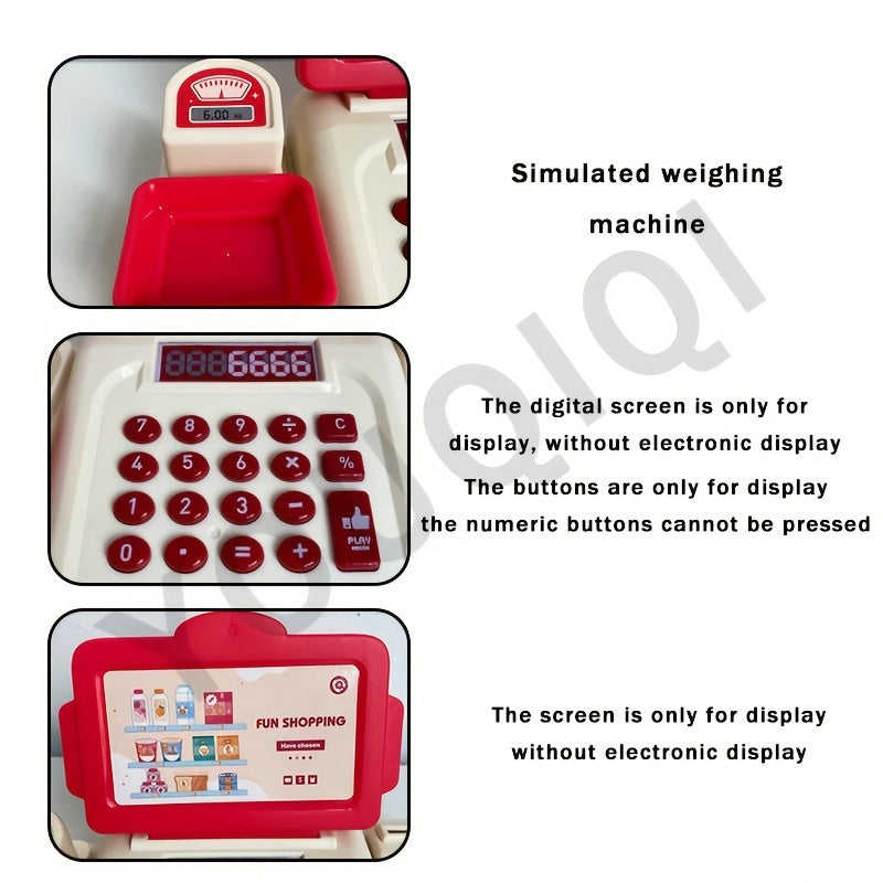 Kids' Toy Cash Register for Ages 3-6 with Scanner and Educational Role Play Red and Blue