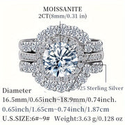 Женский серебряный бохо-стиль комплект кольца с моиссанитом 2 карата украшения