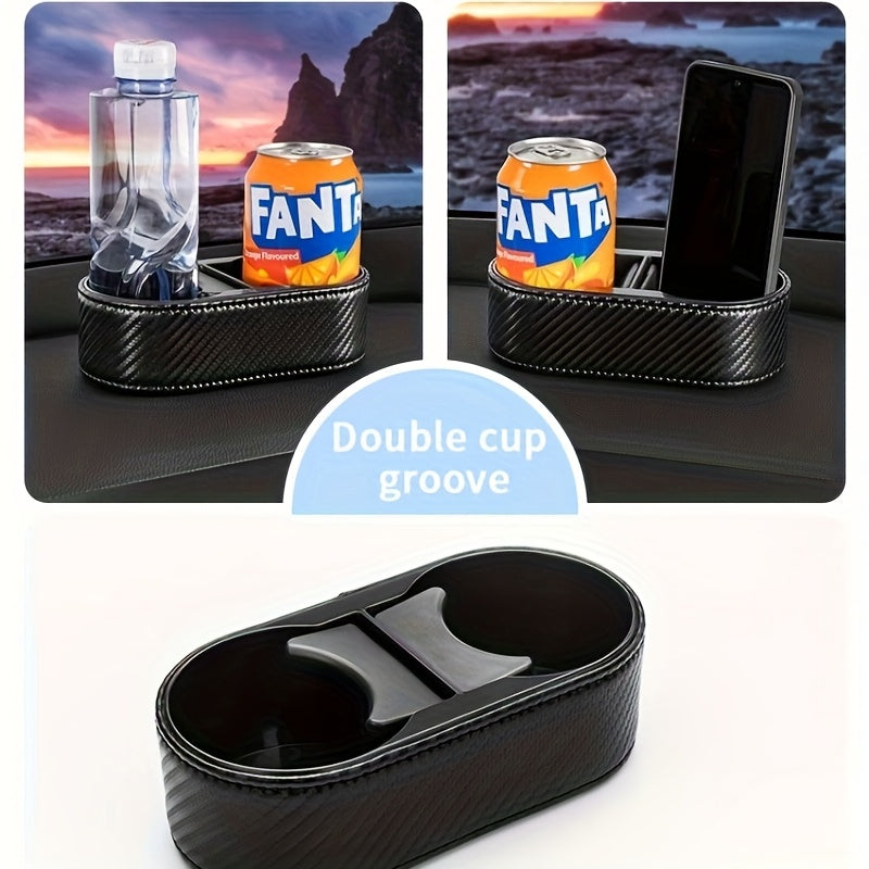 Car Interior Beverage Rack with Phone Holder Black Durable Plastic