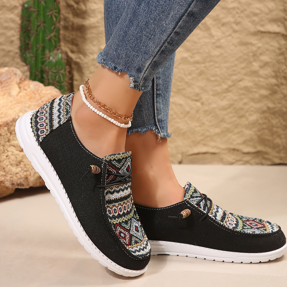 Women's Ethnic Casual Loafers Outdoor Comfortable Oversized Shoes