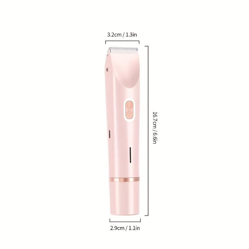 Women Electric Shaver and Epilator Pink White Dual Head Rechargeable Portable