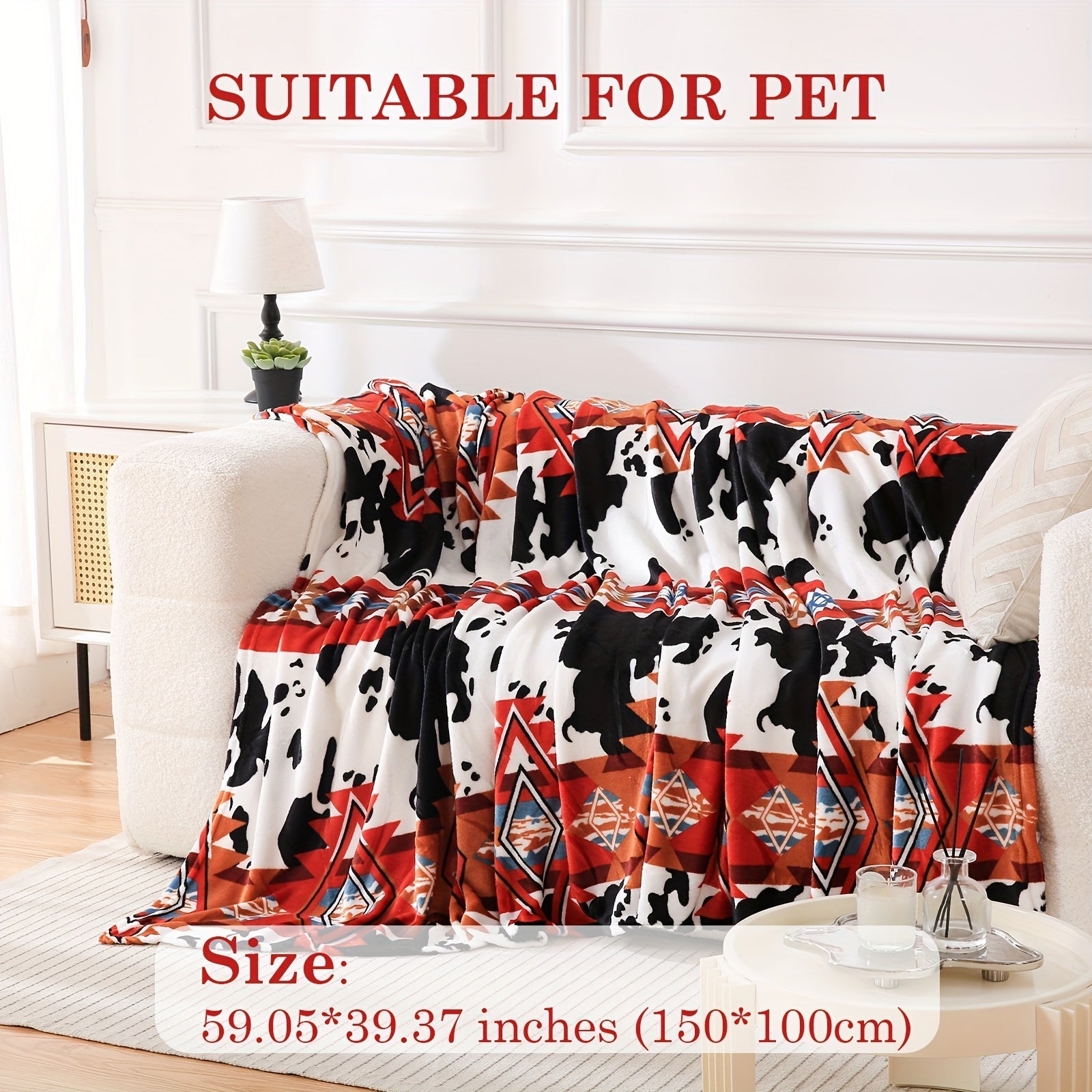 Плед с коровьим принтом, мягкий фланелевый флис, легкий и теплый для дивана и кровати