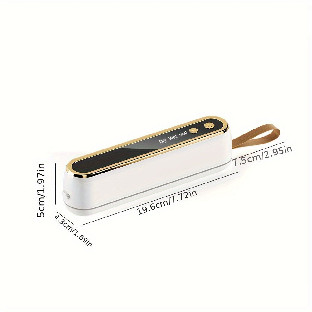 Oziq-ovqatni saqlash uchun kompakt simsiz vakuum yopishtiruvchi; qayta tiklanadigan USB/akku bilan ishlaydigan.