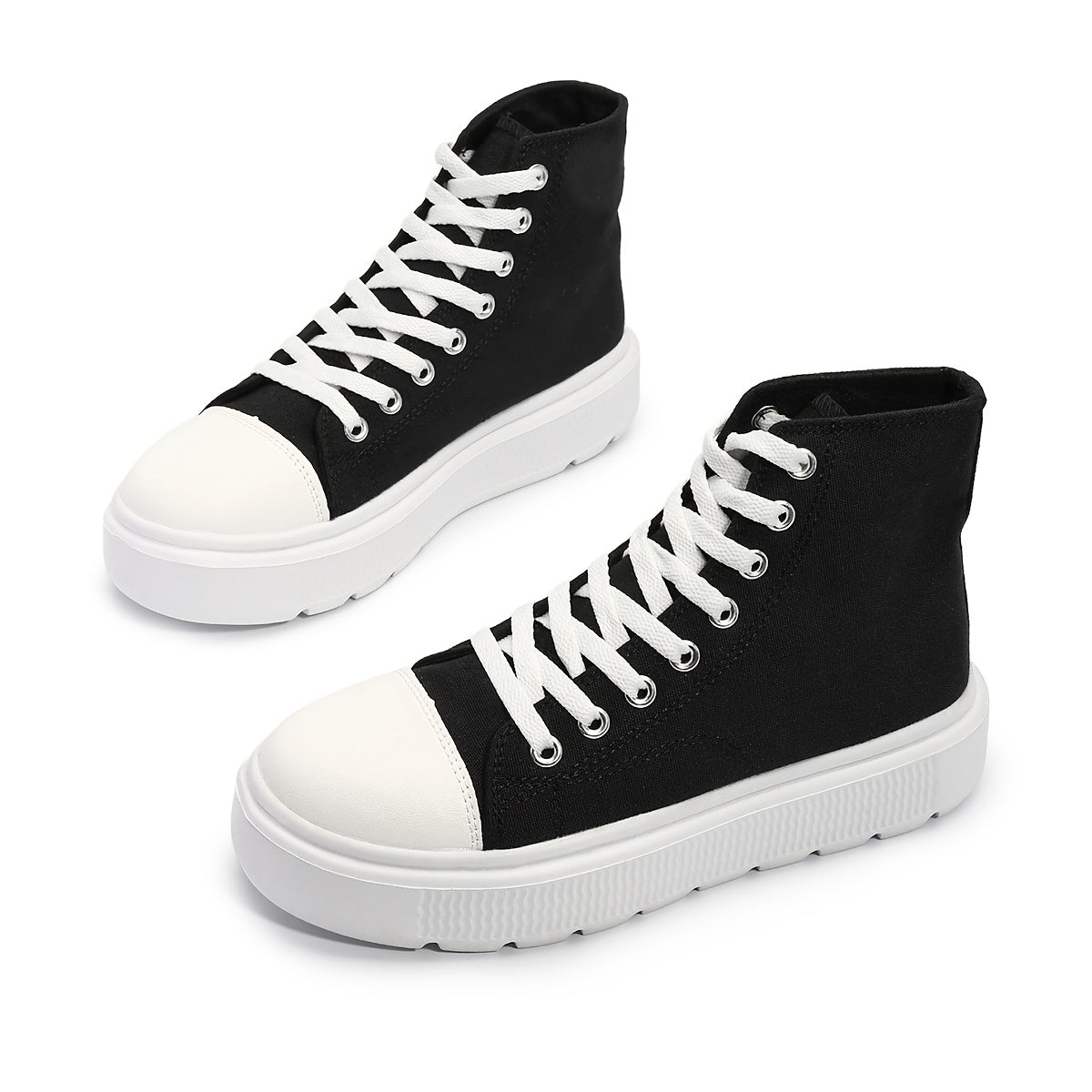 Women's High Top Shoes Thick Sole Casual Lace-Up Platform Flats