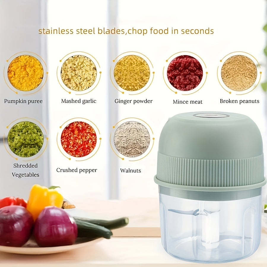 Electric Mini Garlic Chopper 250ml USB Meat Grinder Vegetable Crusher Sturdy
