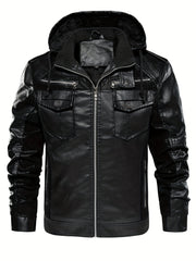 Erkaklar uchun shamoldan himoyalovchi va iliq PU kurtka, qo'shimcha fliys bilan, AQSh o'lchamida.