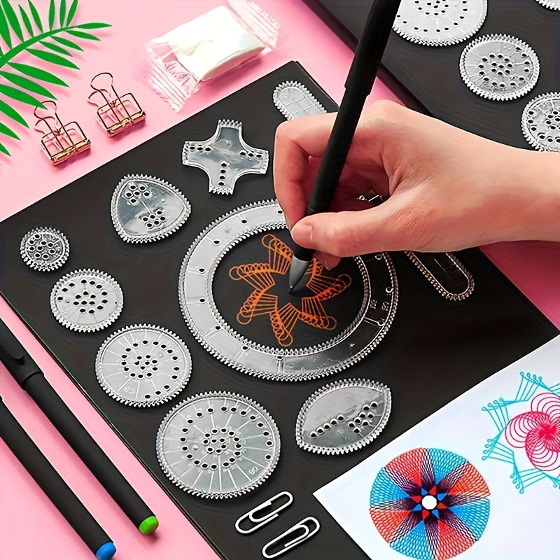22-Piece Plastic Drawing Template Ruler Set for Patterns Curves Gears Educational Accessories