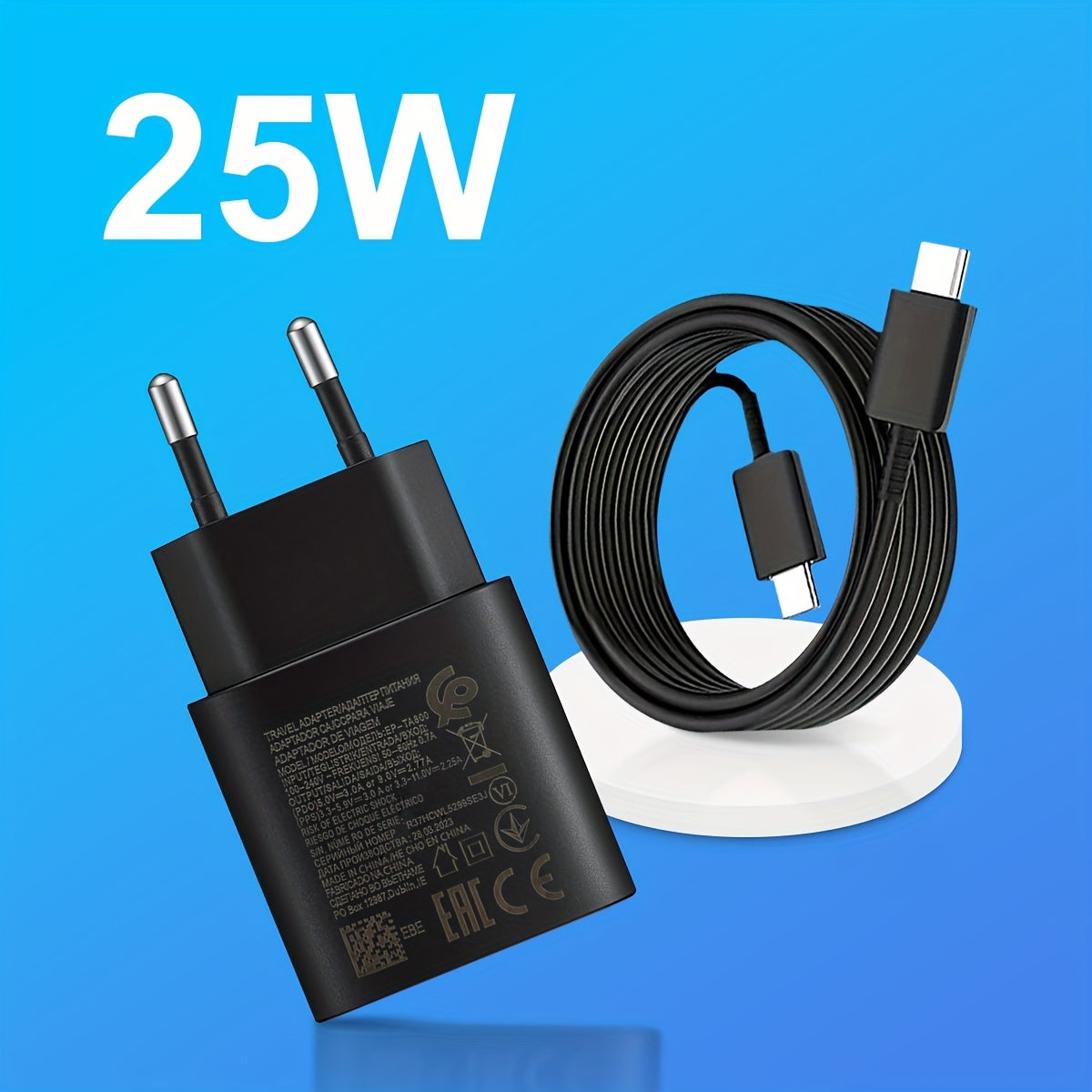 Fast Charging 25W USB C Wall Charger with Type C Cable for Samsung and iPhone