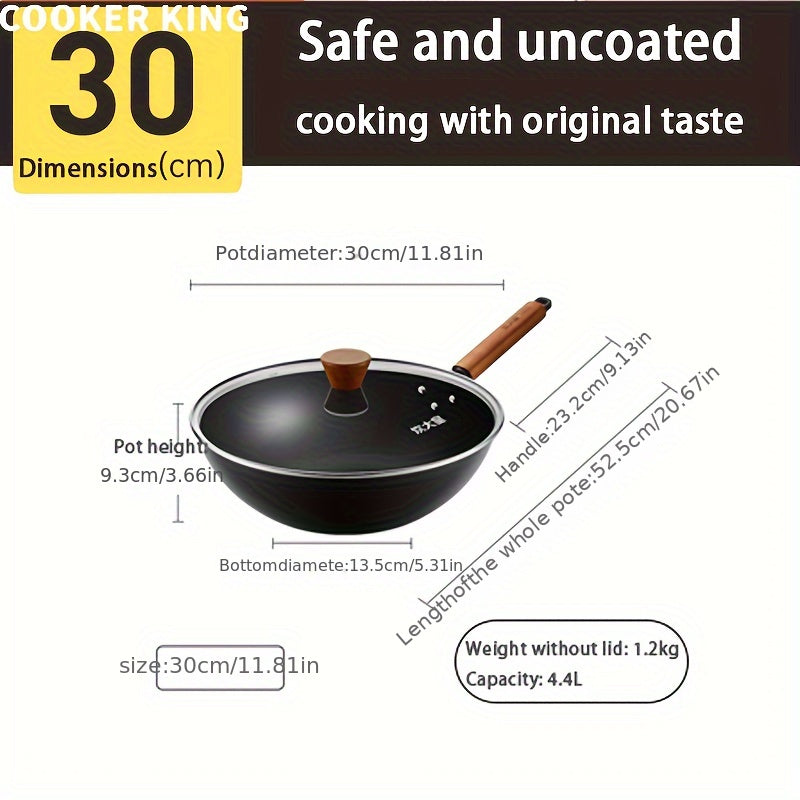 COOKER KING Ultra-Iron Wok ni taqdim etamiz: 24 soatlik zanglamas davolash, sog'lom nol qoplama va gaz pechlari bilan moslik - endi 27.94 sm, 30.48 sm, 33.02 sm va 38.1 sm o'lchamlarida, kuzda pishirish uchun mukammal.
