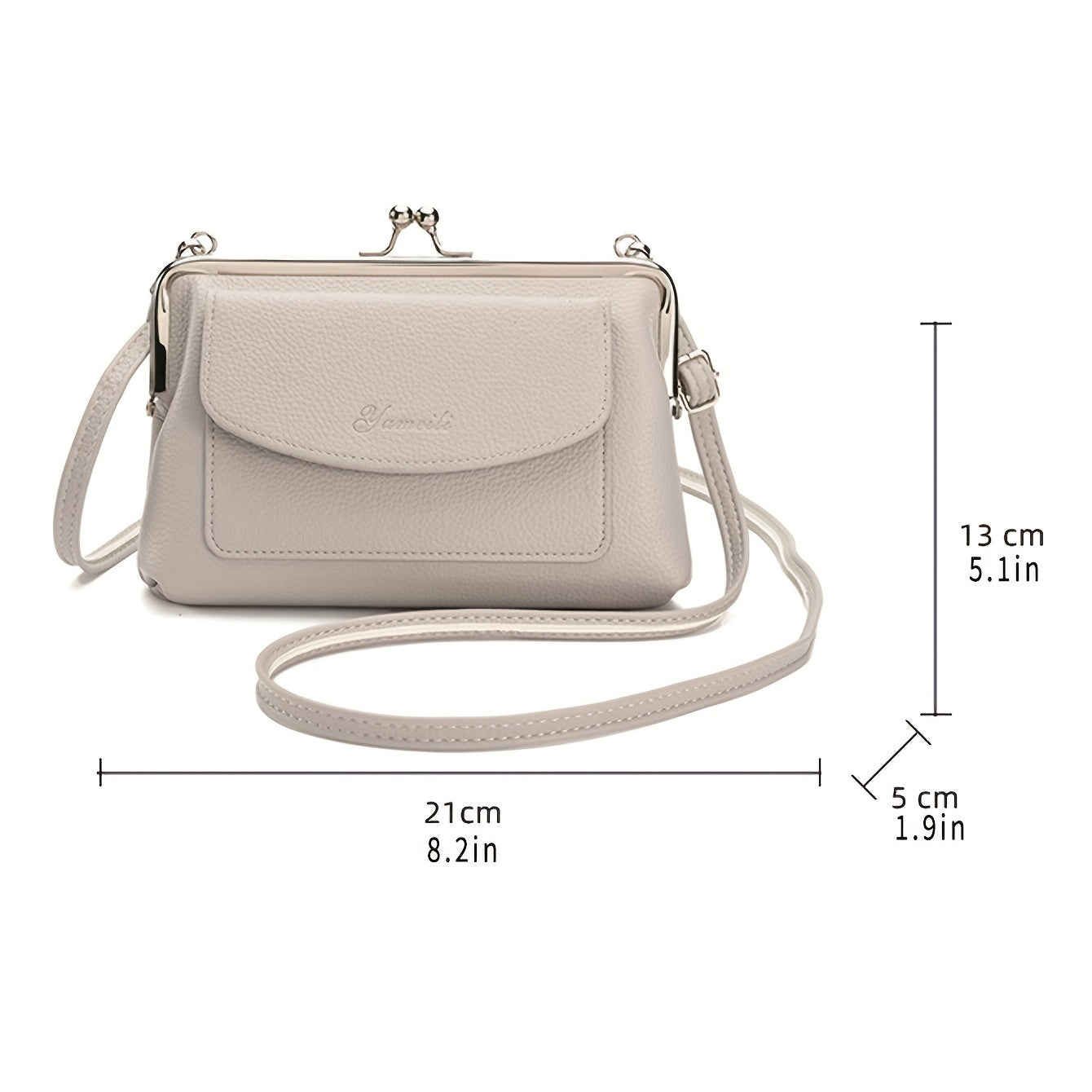 Beige Crossbody Bag for Women with Adjustable Strap Flap Closure Large Capacity