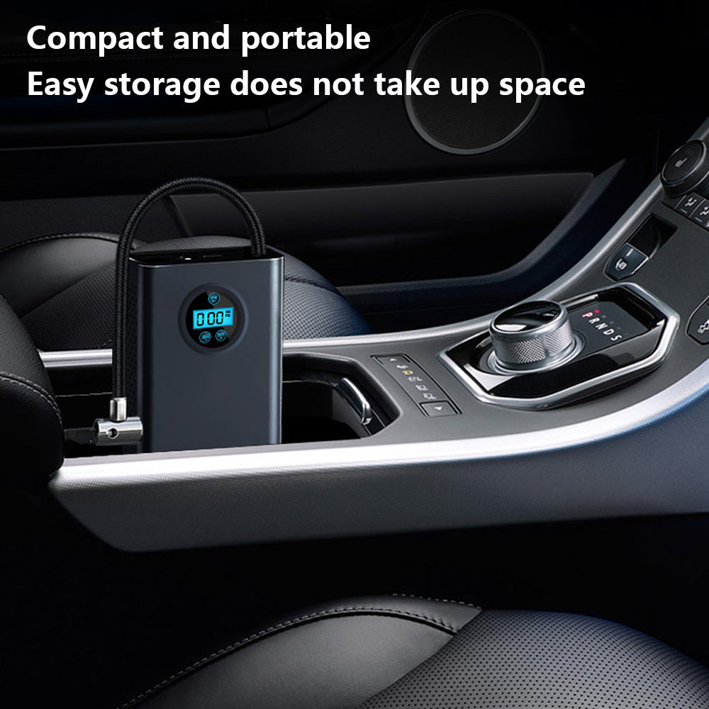 Portable Cordless Tire Inflator with LCD Display and Nozzle Adapters