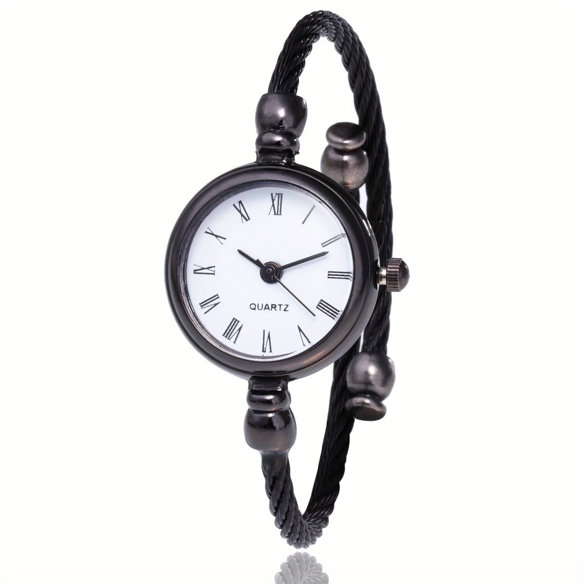 Reloj de pulsera analógico con esfera de números romanos vintage y movimiento de cuarzo