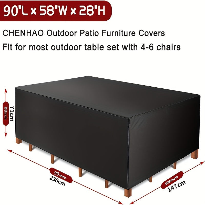 Black Polyester Outdoor Rectangular Table and Chair Cover UV-Resistant All-Season