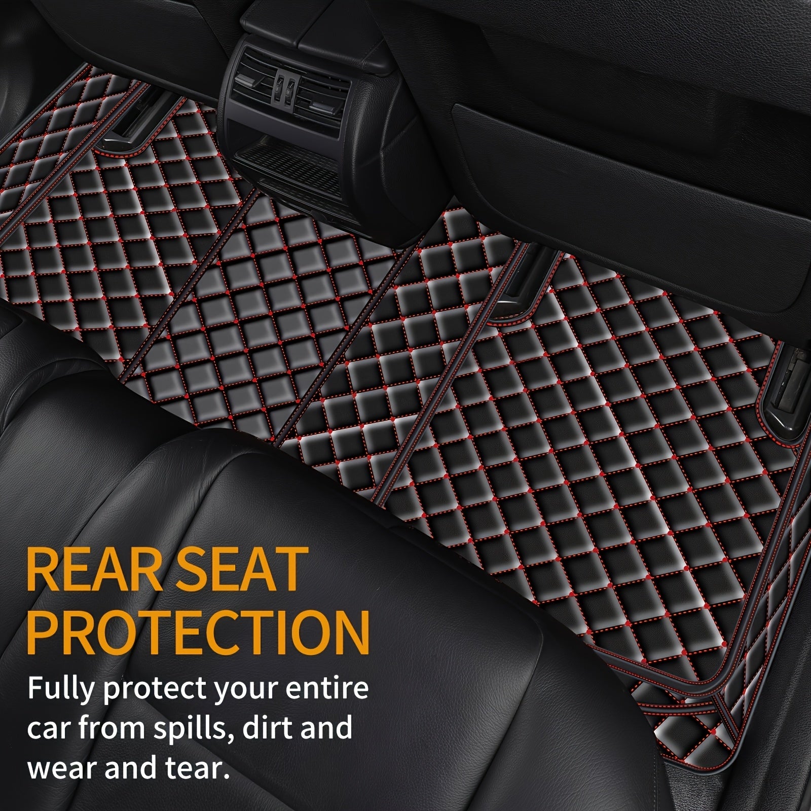 Car Floor Mats Set for SUV PU Leather Easy to Clean Durable Black