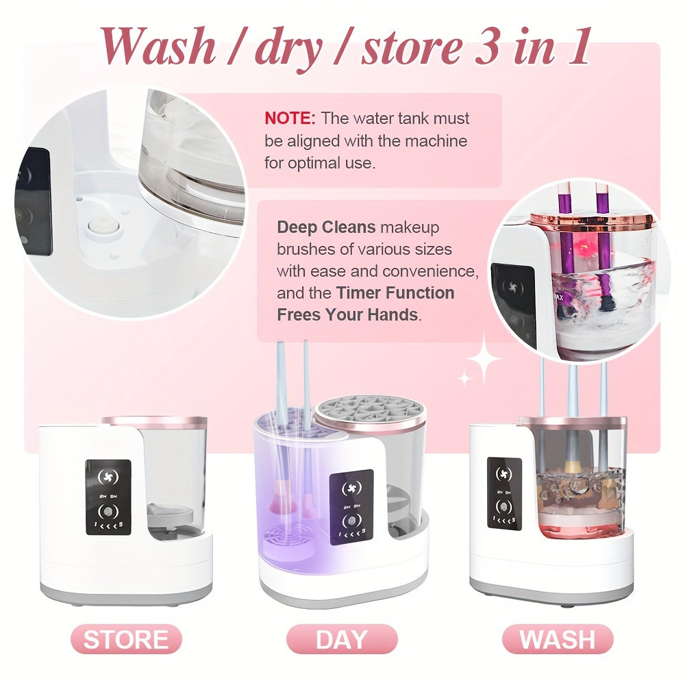 Electric Makeup Brush Cleaner Kit with UV Light Timer and Air-Dry Function