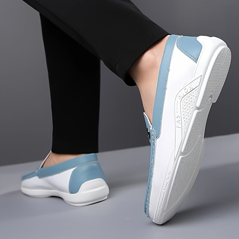 Men's Slip-On Loafers with Color Block Design Rubber Sole for Casual Business