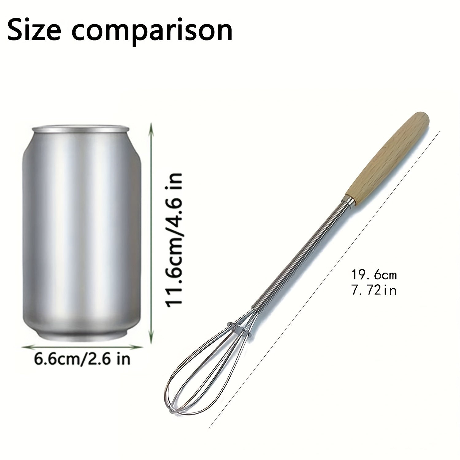 Mini Stainless Steel Whisk with Wooden Handle Small Egg Beater for Cooking