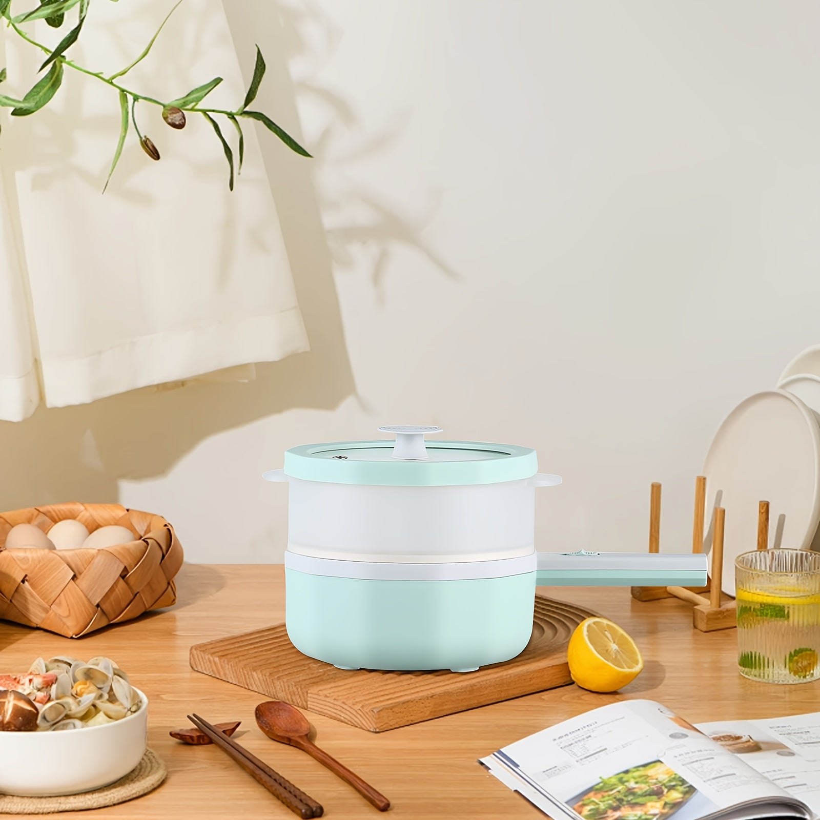 1.5L portativ elektr hotpoti, qotishma po'latdan yasalgan, qopqog'li, yotoqxona va uy uchun