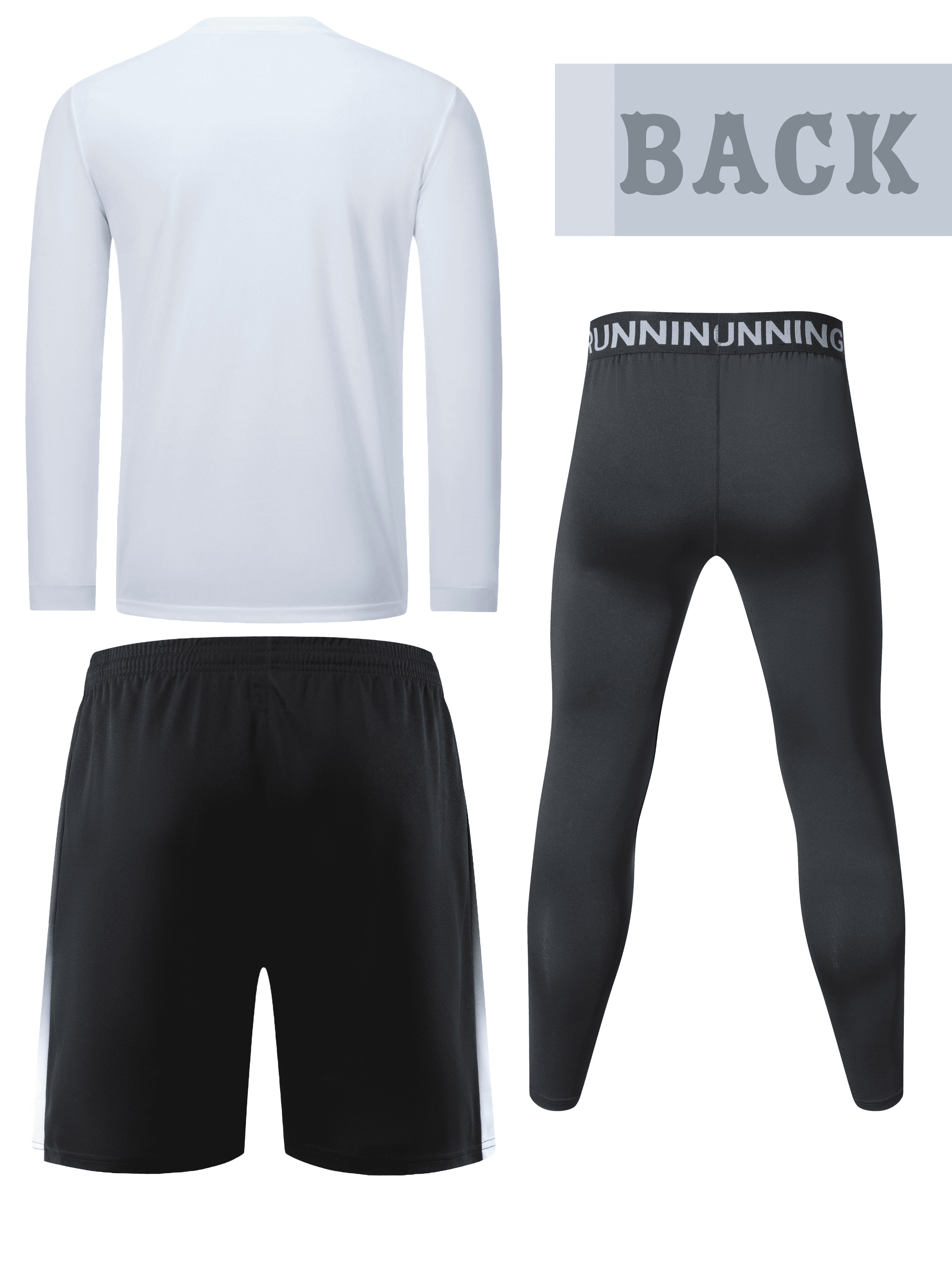 Men's 3-Piece Sports Fitness Suit Breathable Quick-Drying Polyester for Hiking Jogging Cycling