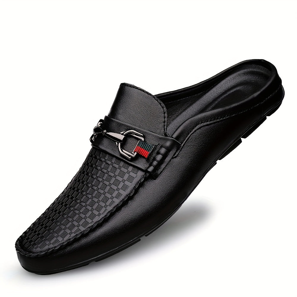 Zapatos mule de cuero de microfibra para hombre, casuales, sin cordones, para interior y exterior, ideales para caminar