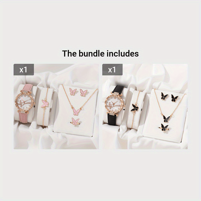 Set of 6 Women's Music Note Design Watches with Rhinestone Accents and Matching Jewelry Set