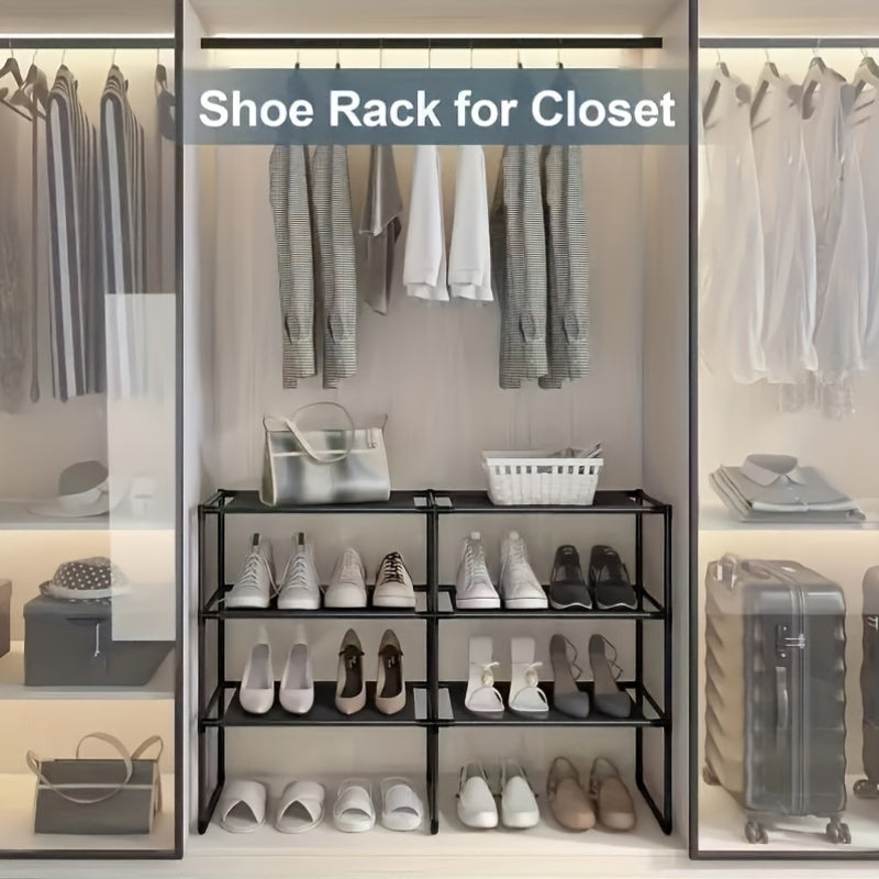 Estante para zapatos de metal, de 3 a 4 niveles, impermeable, resistente, ahorra espacio, organizador de almacenamiento