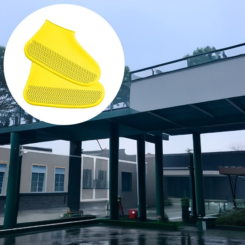 2pcs Silicone Waterproof Rain Boot Covers Non-slip Dust Shoe Protectors