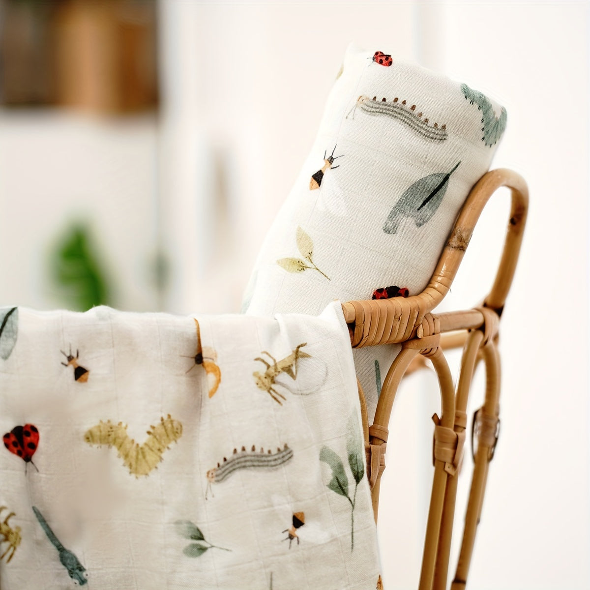 Baby Bamboo Cotton Blanket with Muslin Swaddle Wrap 119x109cm