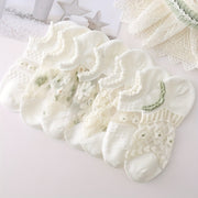 Juego de 8 calcetines invisibles de malla de cristal blanco para mujer verano transpirable de punto