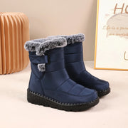 Women's All-Season Slip-On Boots Cushioned Sole Navy Blue Winter Shoes