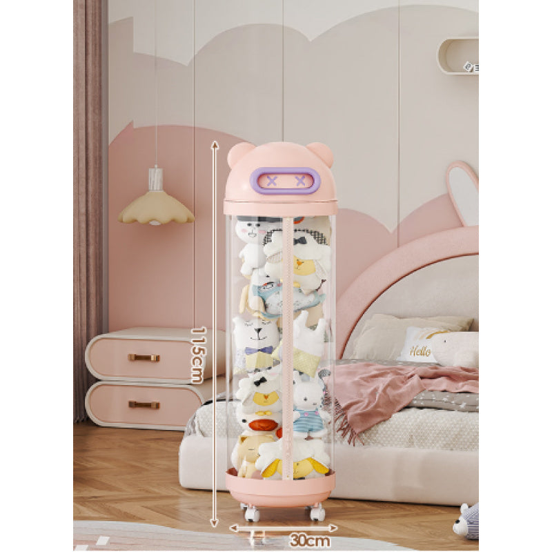 Multifunctional Toy Storage Organizer with Rotating Wheel Zipper and Spring Cover