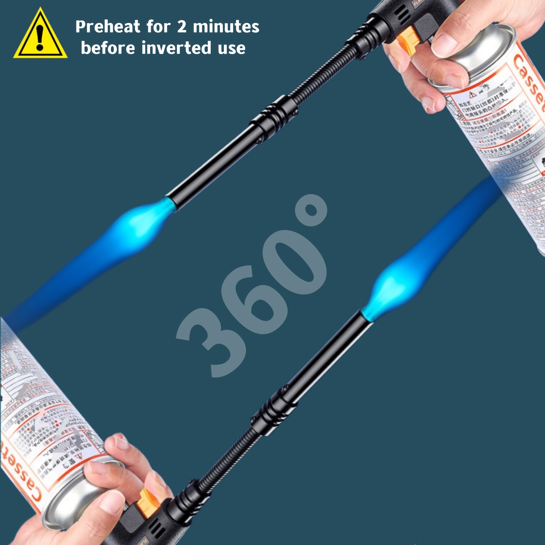 Portable Butane Torch with Extended Hose 1500°C for Outdoor Cooking and Grilling