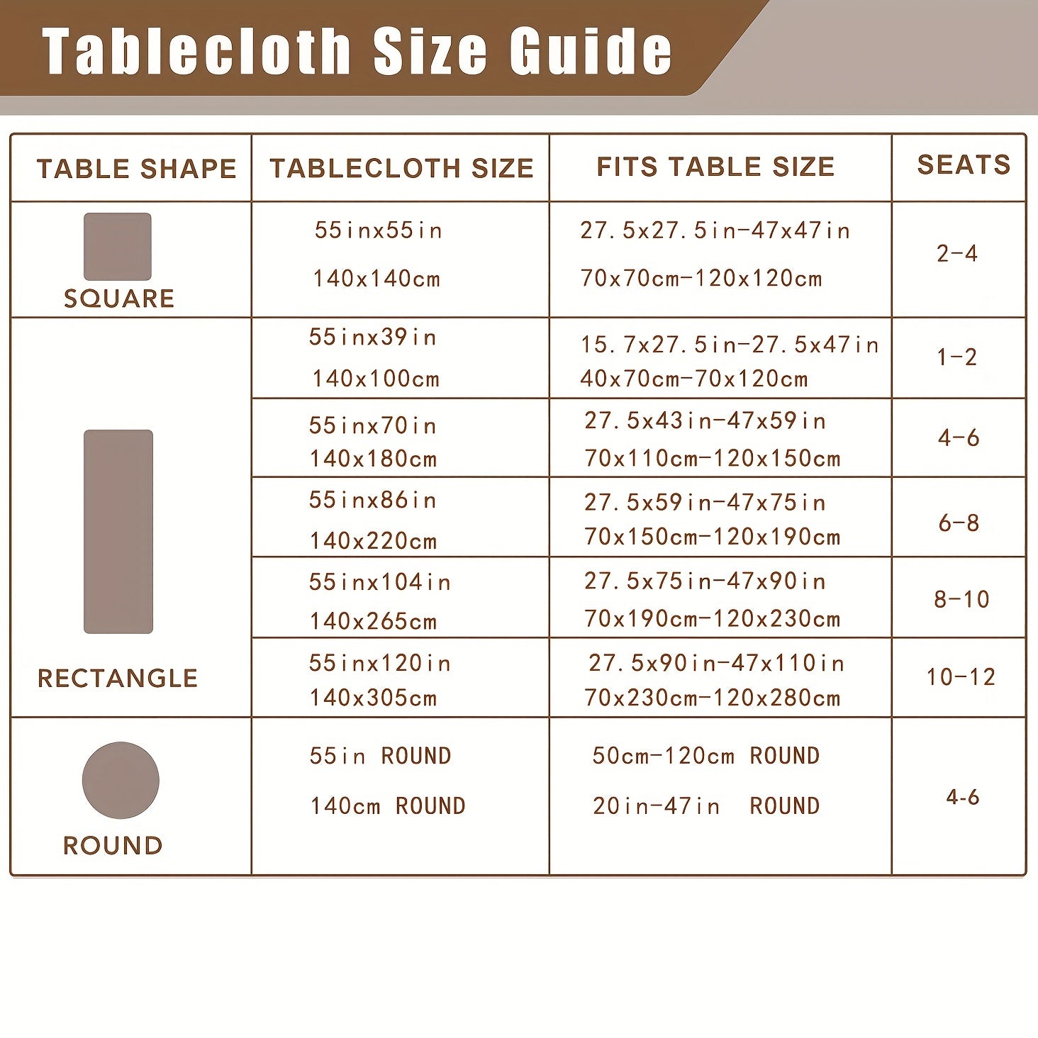 Beige Polyester Rectangular Tablecloth for Picnic and Holiday Gatherings