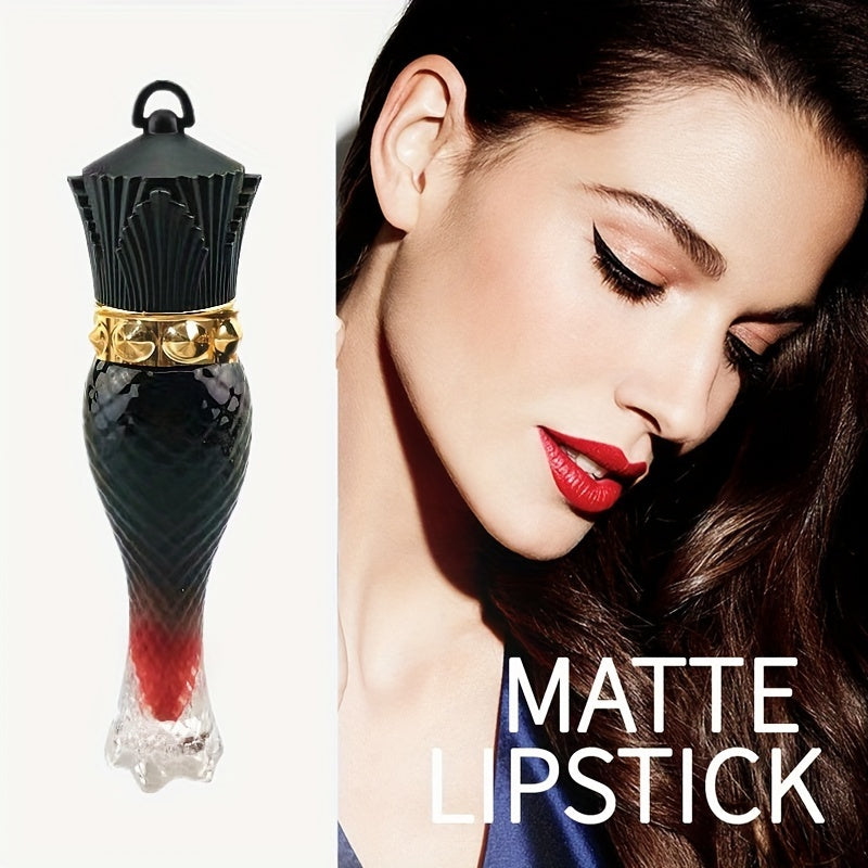 Brillo de labios mate de terciopelo para mujer, tono nude, de larga duración, hidratante, lápiz labial rojo