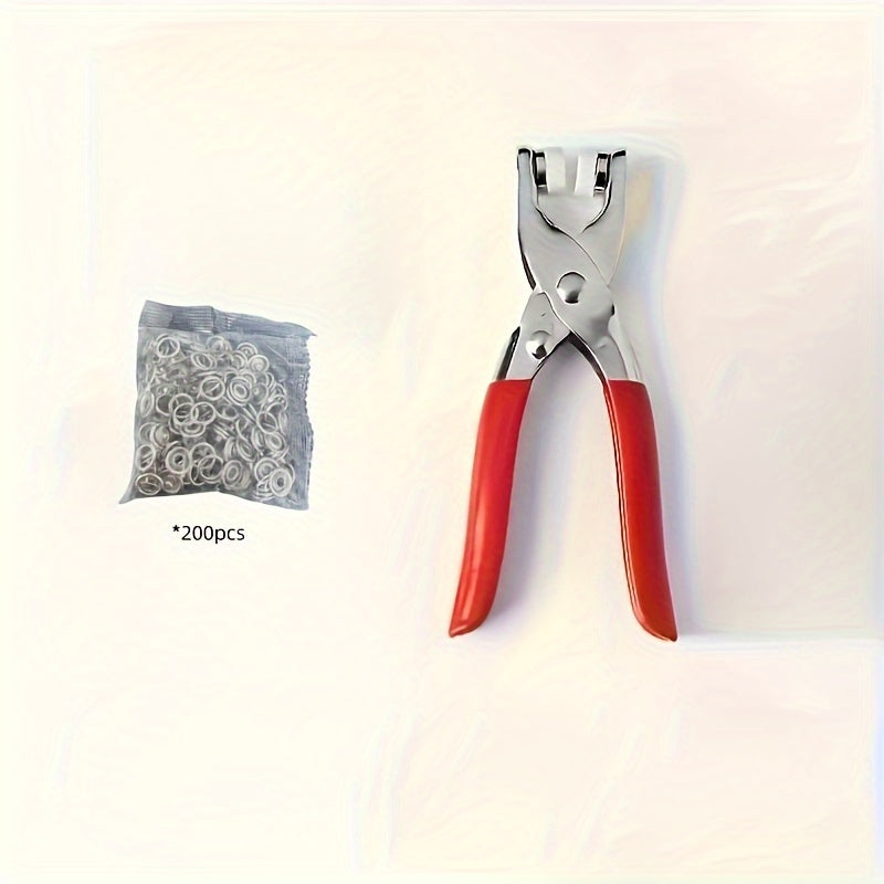 Set of 200 or 400 Silver Gray Press Buttons and Pliers for DIY Leather and Clothing Projects