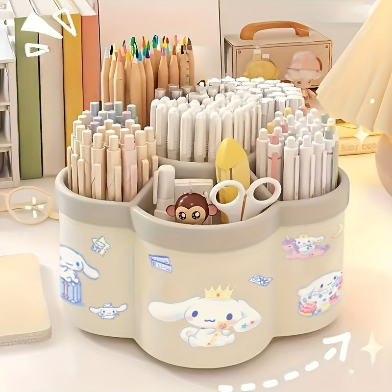 Cartoon Rotating Pen Holder for Office Supplies Makeup Brushes and Stationery