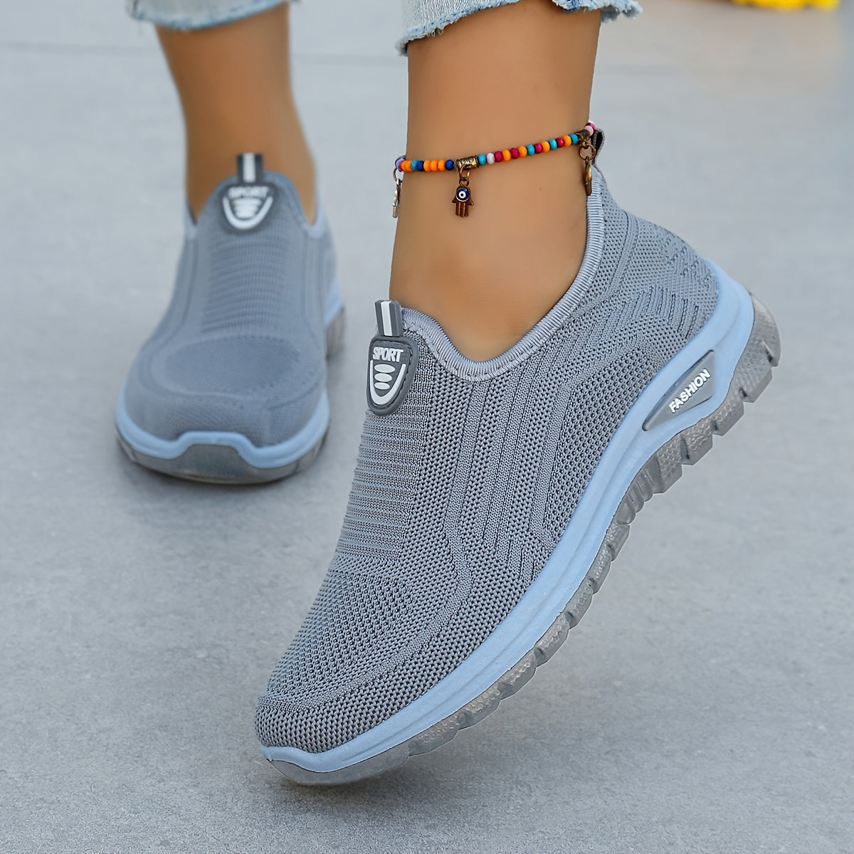 Женские кроссовки больших размеров на липучке, дышащие, повседневные обувь для прогулок, черный, синий