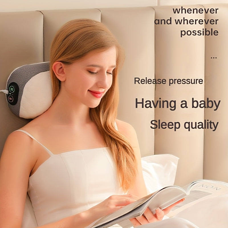 Memory Foam Neck Support Pillow with Heat and Vibration Massage USB Powered