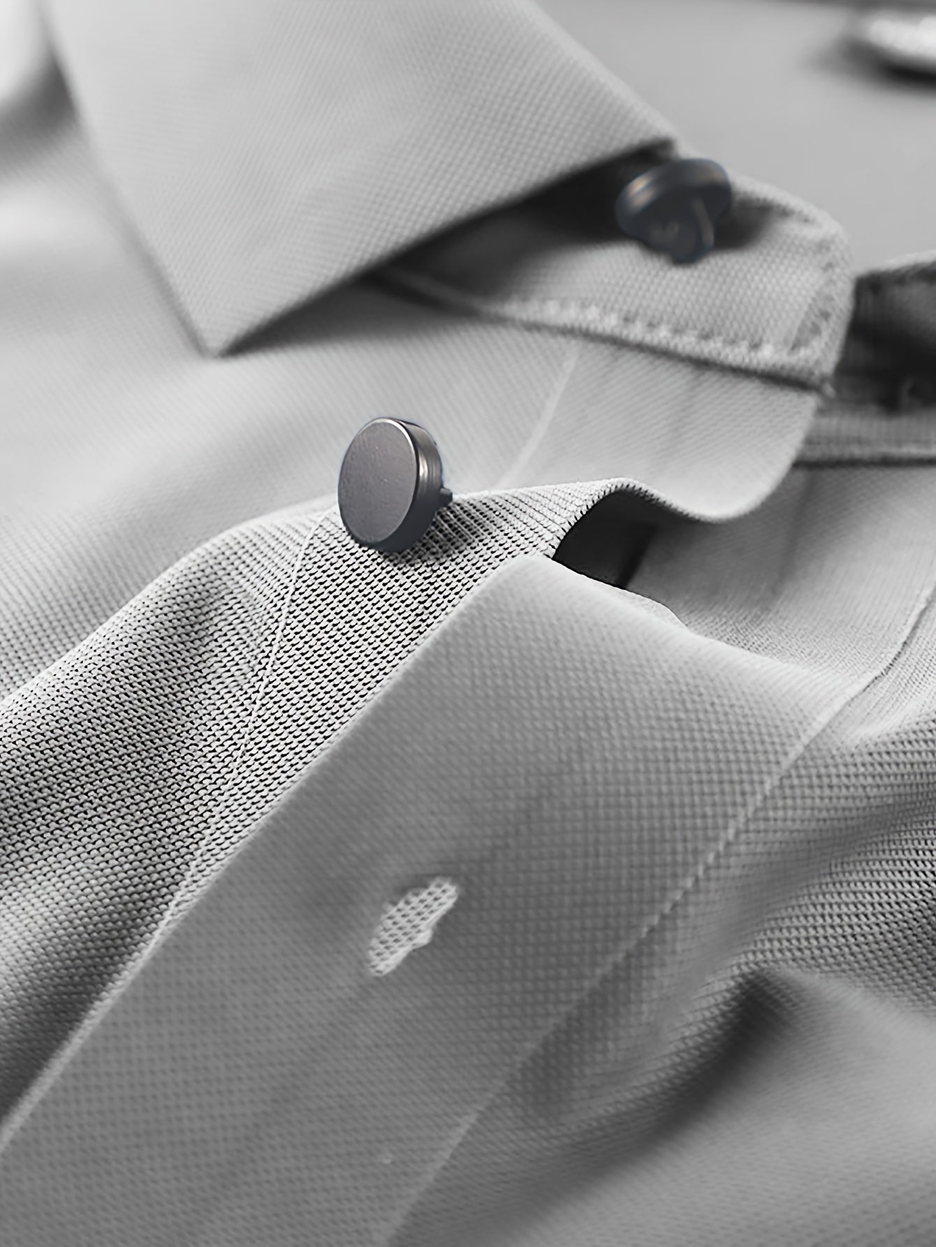 Men's Solid Nylon Short Sleeve Business Casual Shirt with Lapel Collar for Summer