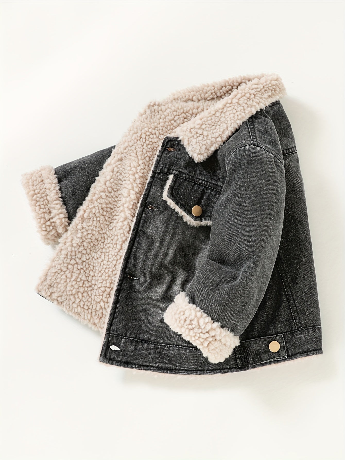 Kids Boys Denim Jacket with Fleece Lining Casual Fall Winter Outerwear