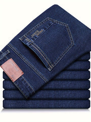 Men's Casual Straight Jeans Classic Blue Denim Regular Fit